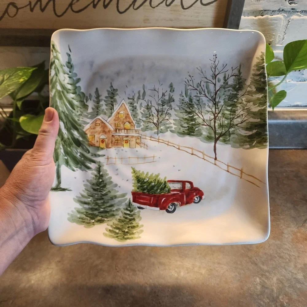 Maxcera SNOWVILLE Square Serving Dinner Plate 11